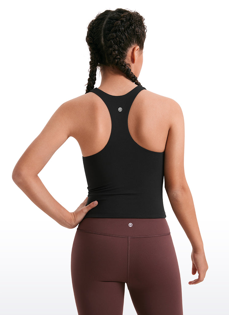 CRZ YOGA girl's Active Sports Butterluxe Racerback Tanks Waist Length Black