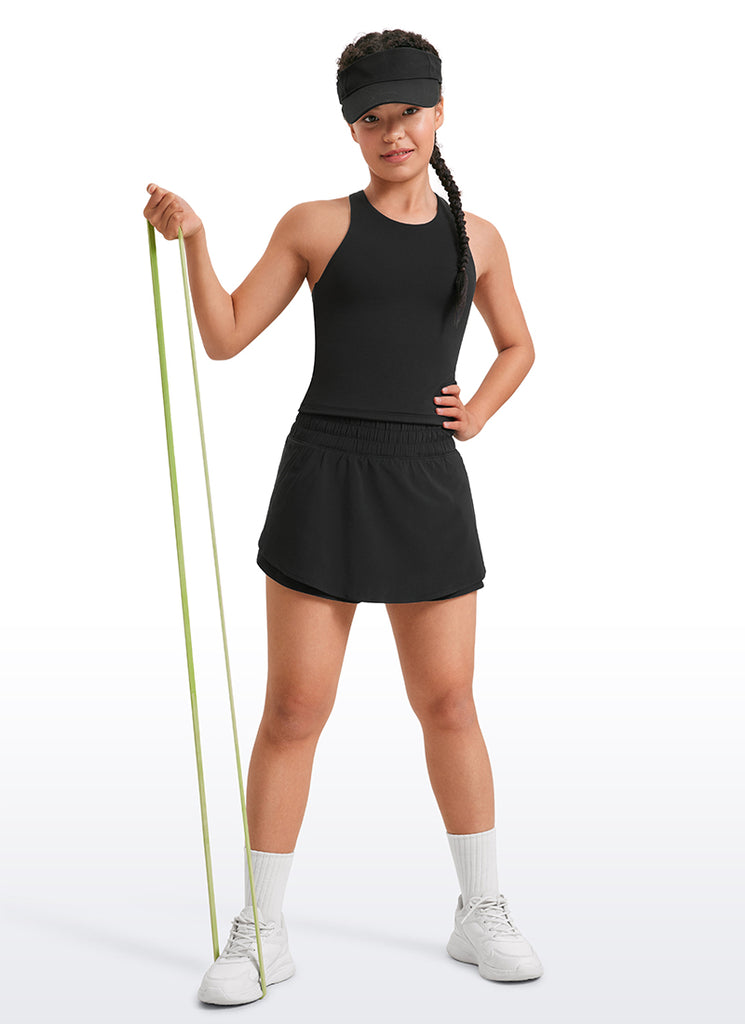 CRZ YOGA girl's Active Sports Butterluxe Racerback Tanks Waist Length Black
