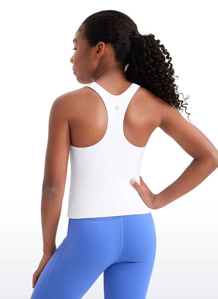 CRZ YOGA girl's Active Sports Butterluxe Racerback Tanks Waist Length Black