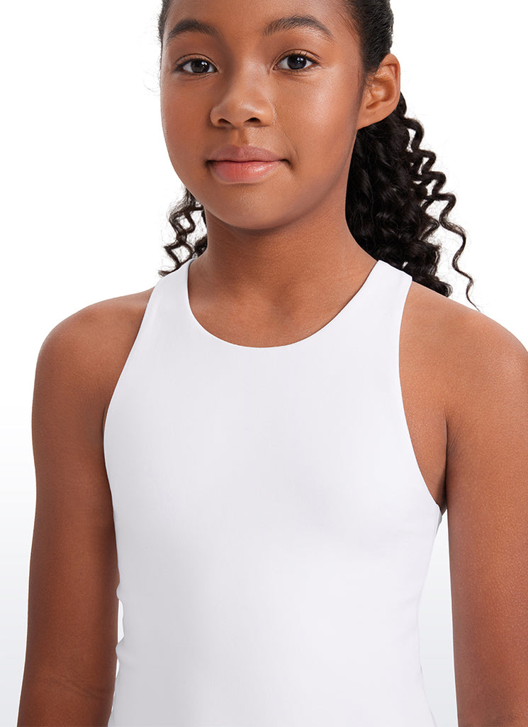 CRZ YOGA girl's Active Sports Butterluxe Racerback Tanks Waist Length White