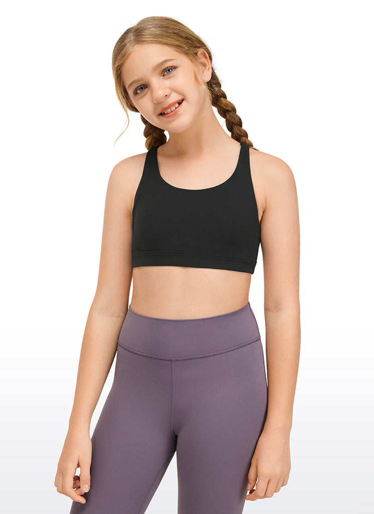 CRZ YOGA Girl's Active Sports Butterluxe Teens Strappy Bra Spectral Blue