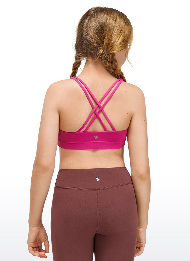 CRZ YOGA Girl's Active Sports Butterluxe Teens Strappy Bra White