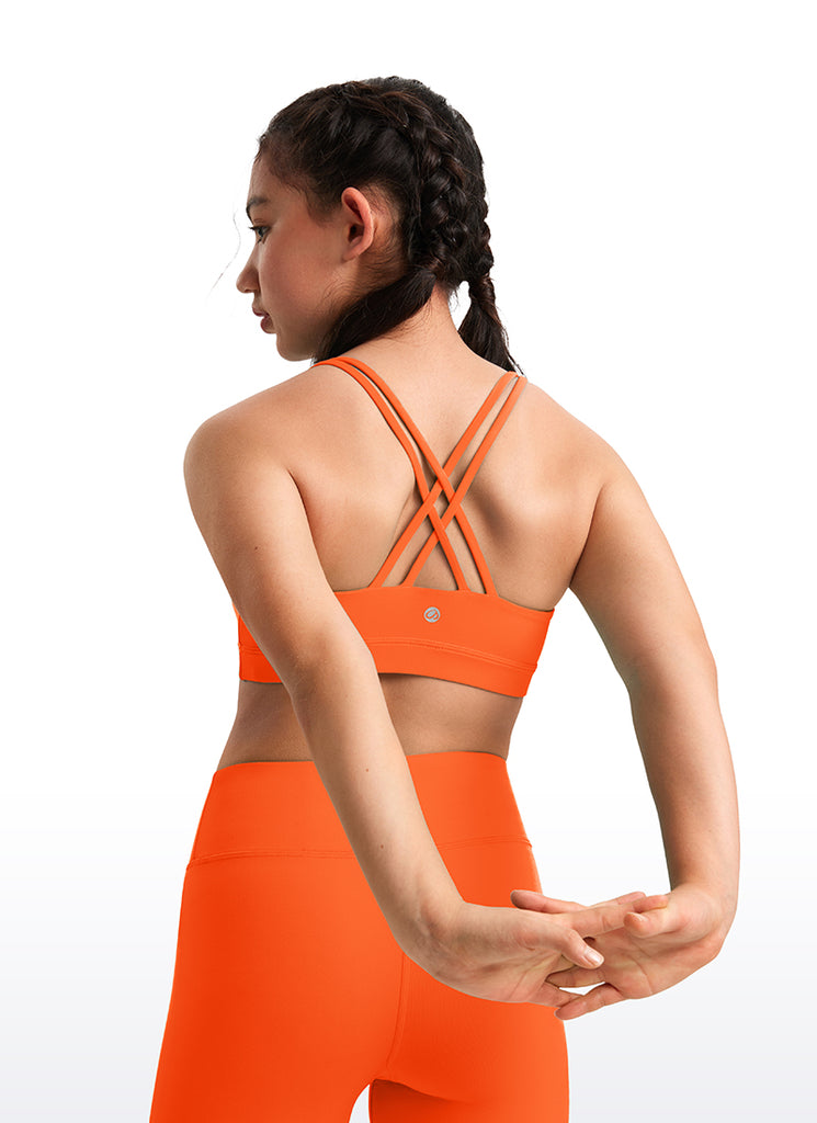 CRZ YOGA Girl's Active Sports Butterluxe Teens Strappy Bra Pink Peony