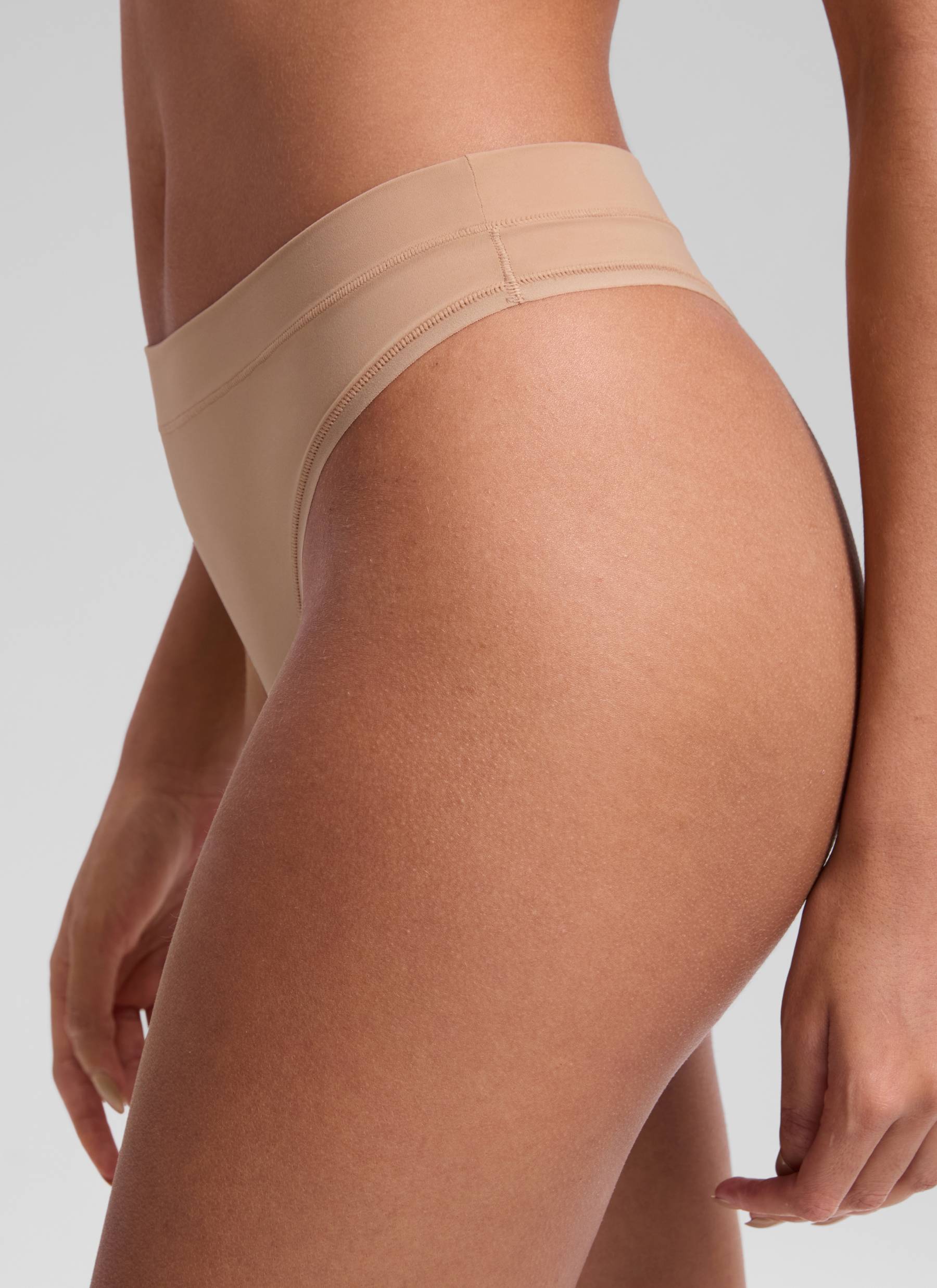 CRZ YOGA Women Softhold High Rise Thongs Ladies Underwear 3 Pack Warm Beige 3pack