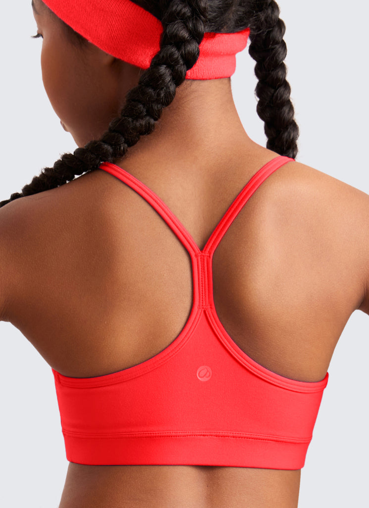 CRZ YOGA Girl's Active Sports Y-Back Bra Butterluxe Teens Tops Deep Red