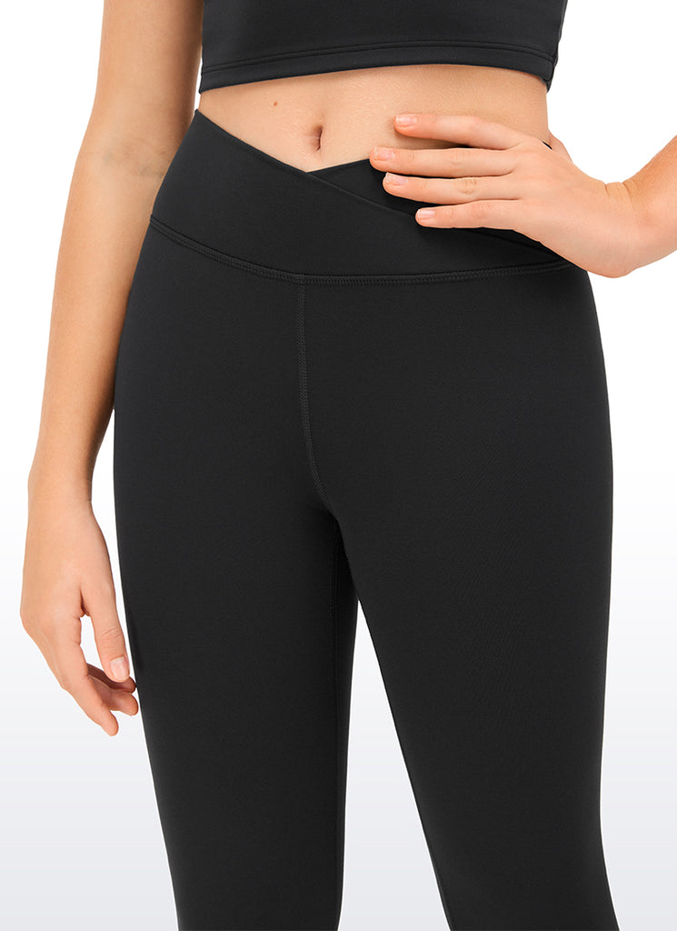 CRZ YOGA Girl's High Rise Butterluxe Sport Leggings 25'' V Cross Waist Black