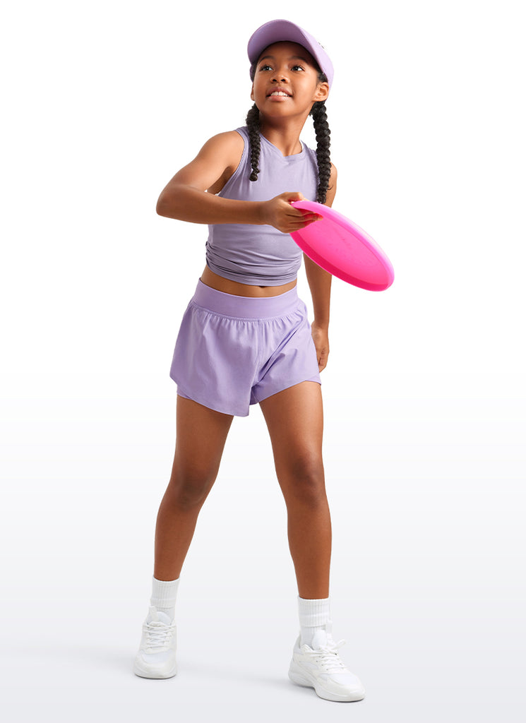 CRZ YOGA Girl's Running Feathery-Fit Soft High Rise Lined Shorts 2.5'' Lip Gloss Pink