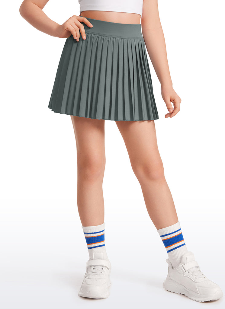 CRZ YOGA Girl's Tennis Sports Pleated Skirts Feathery-Fit Teens Skirts Hibiscus Purple