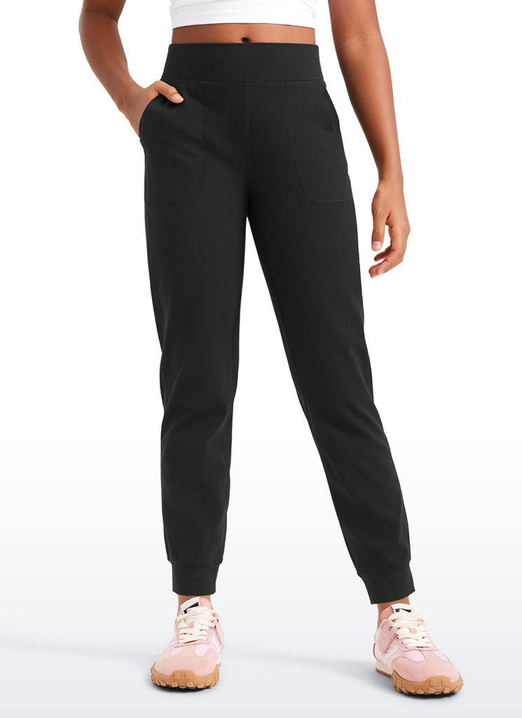 CRZ YOGA Butterlift Girls Joggers with Pockets Running Pants Black