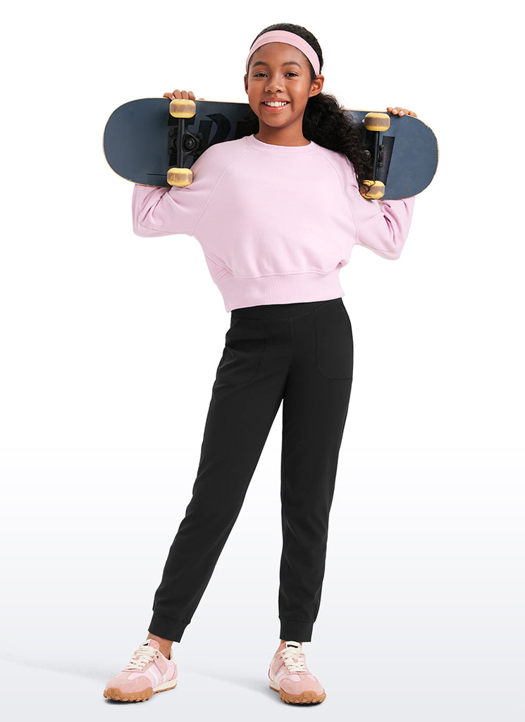 CRZ YOGA Butterlift Girls Joggers with Pockets Running Pants Black