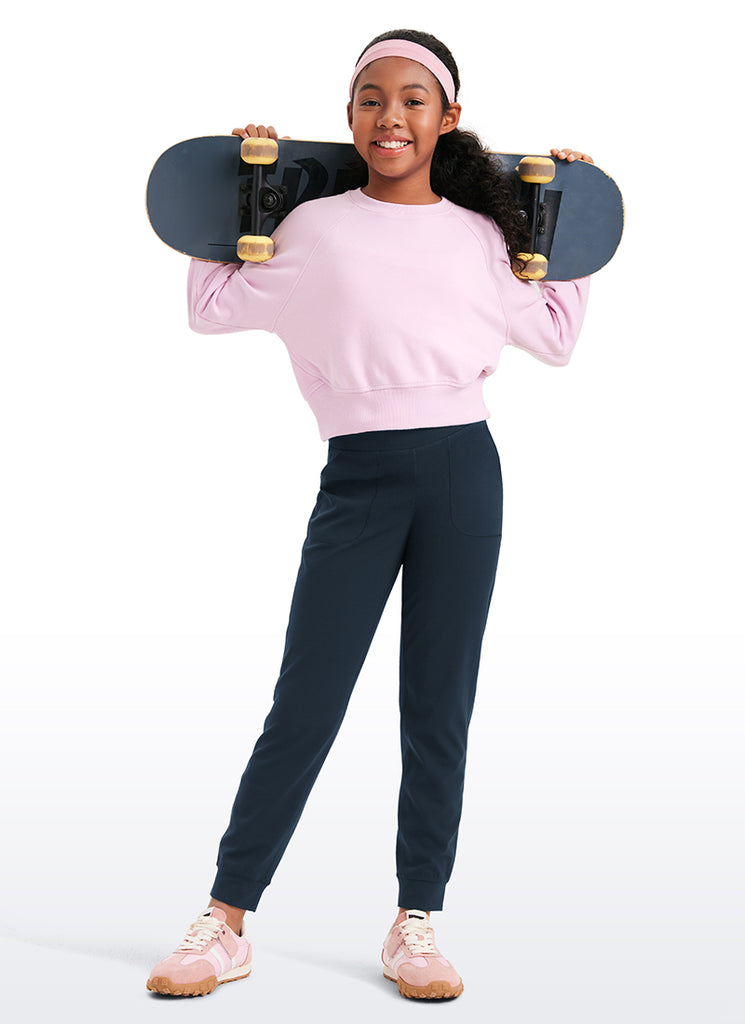 CRZ YOGA Butterlift Girls Joggers with Pockets Running Pants Twilight Blue