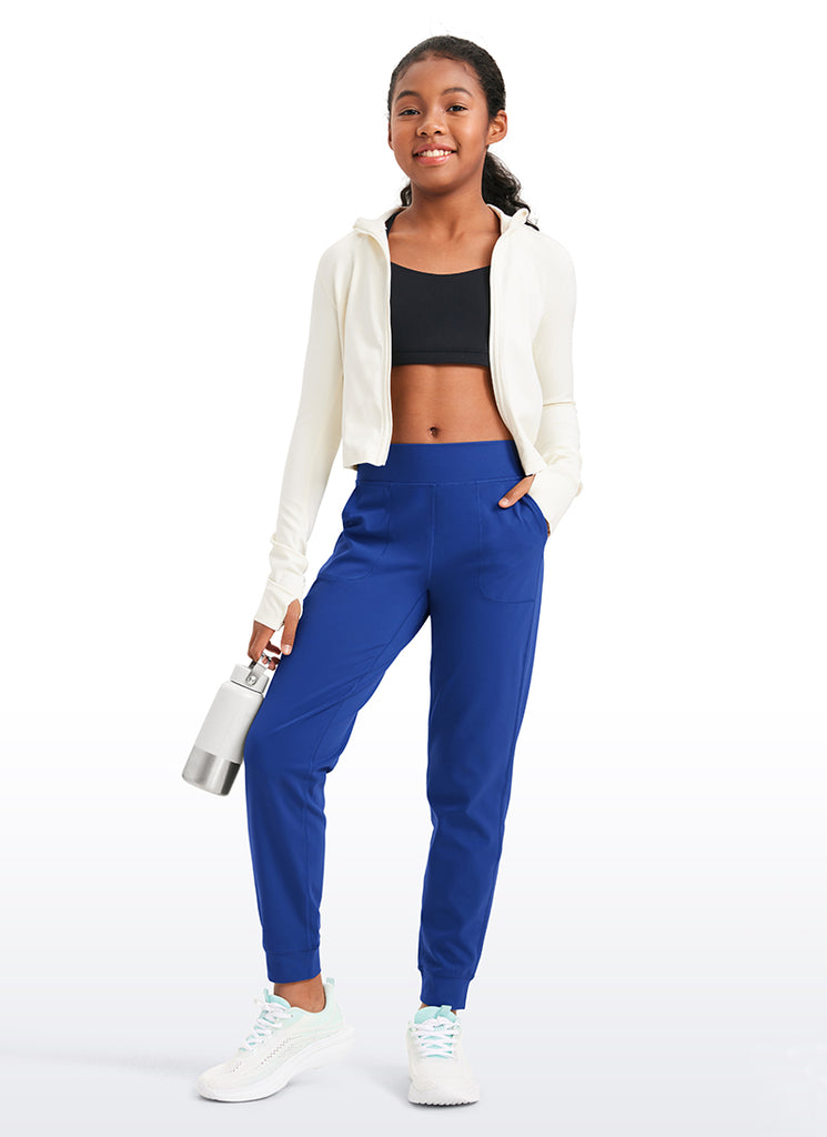 CRZ YOGA Butterlift Girls Joggers with Pockets Running Pants Grey Sage