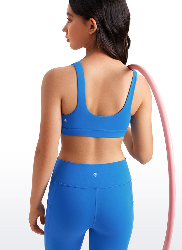 CRZ YOGA girl's Active Sports Butterluxe Teens Scoop Neck UBack Sparkle Blue