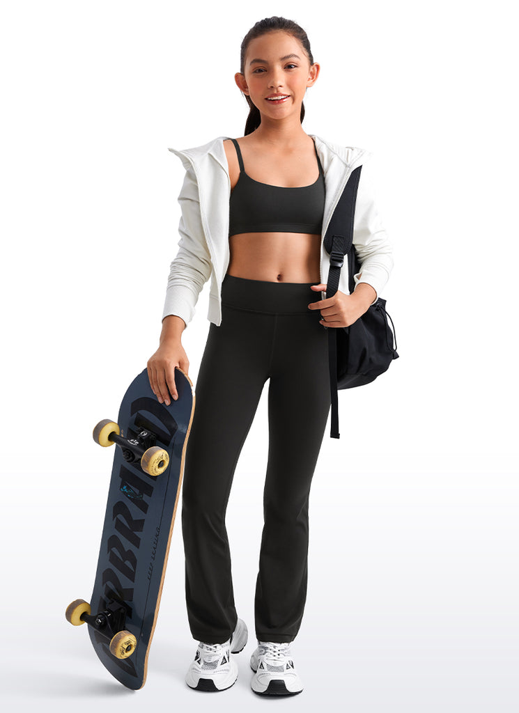 CRZ YOGA Girls Butterluxe Adjustable Spaghetti Strap Scoop Neck Bra Black