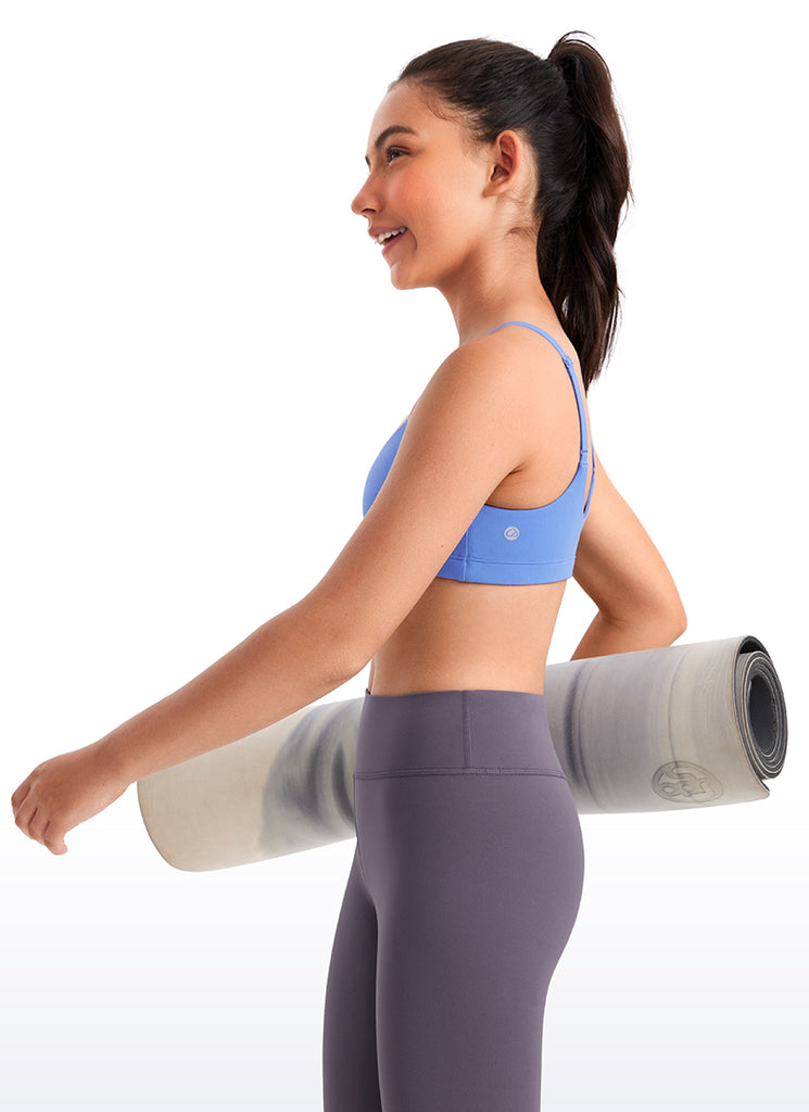 CRZ YOGA Girls Butterluxe Adjustable Spaghetti Strap Scoop Neck Bra Lip Gloss Pink