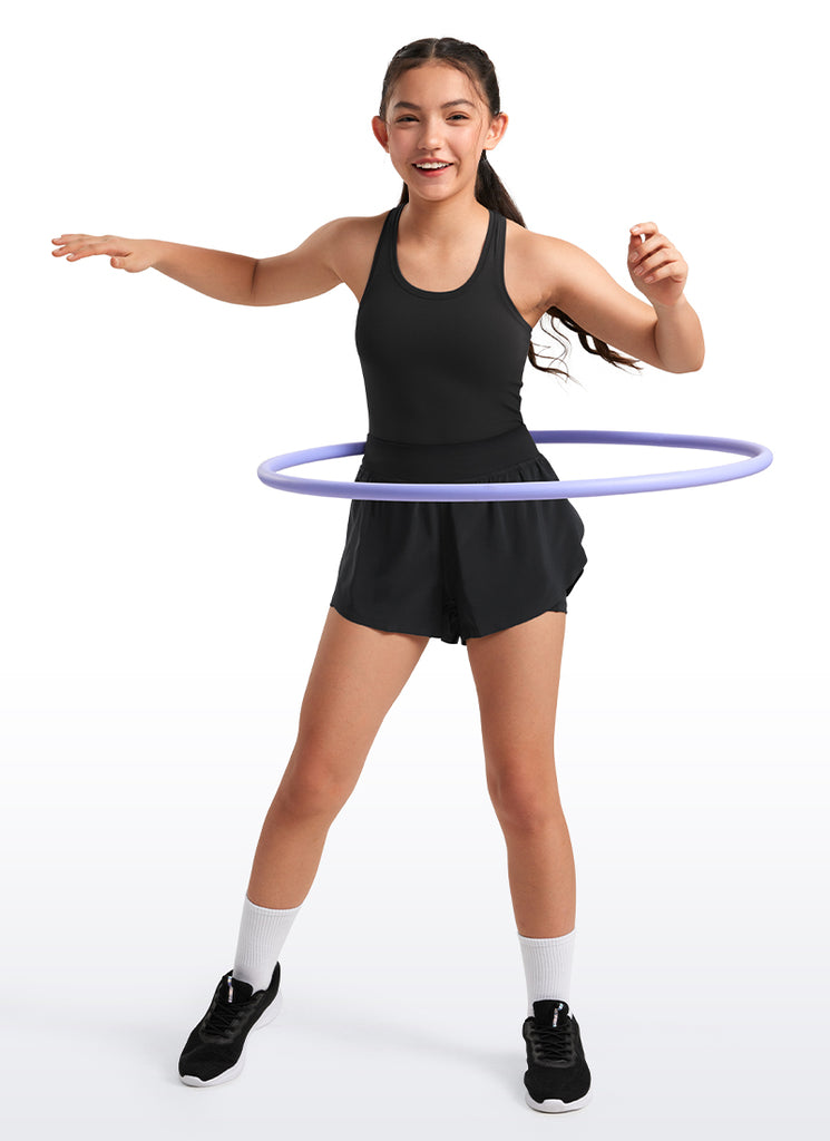 CRZ YOGA Girl's Yoga Tight Fit Butterluxe Crewneck Tank Top Racerback Black