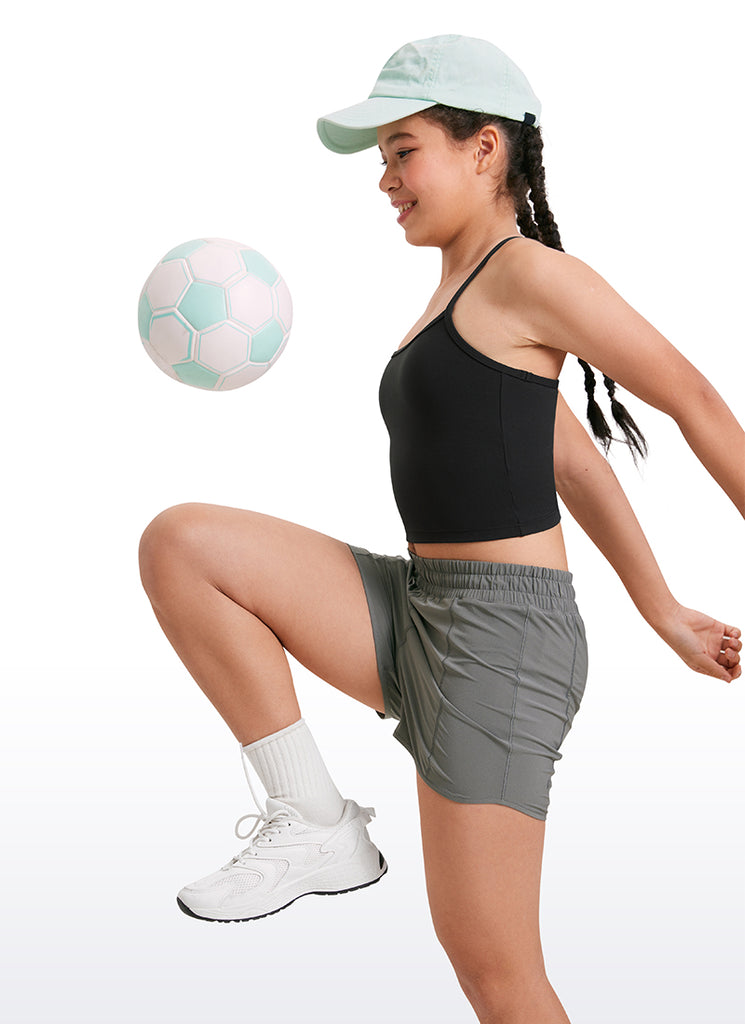 CRZ YOGA Girl's Active Sports Double Lined Y-Back Bra Teens Tank Tops Black