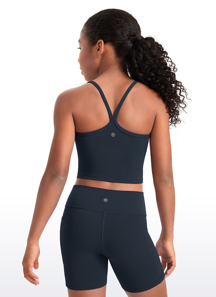 CRZ YOGA Girl's Active Sports Double Lined Y-Back Bra Teens Tank Tops Milk Pink