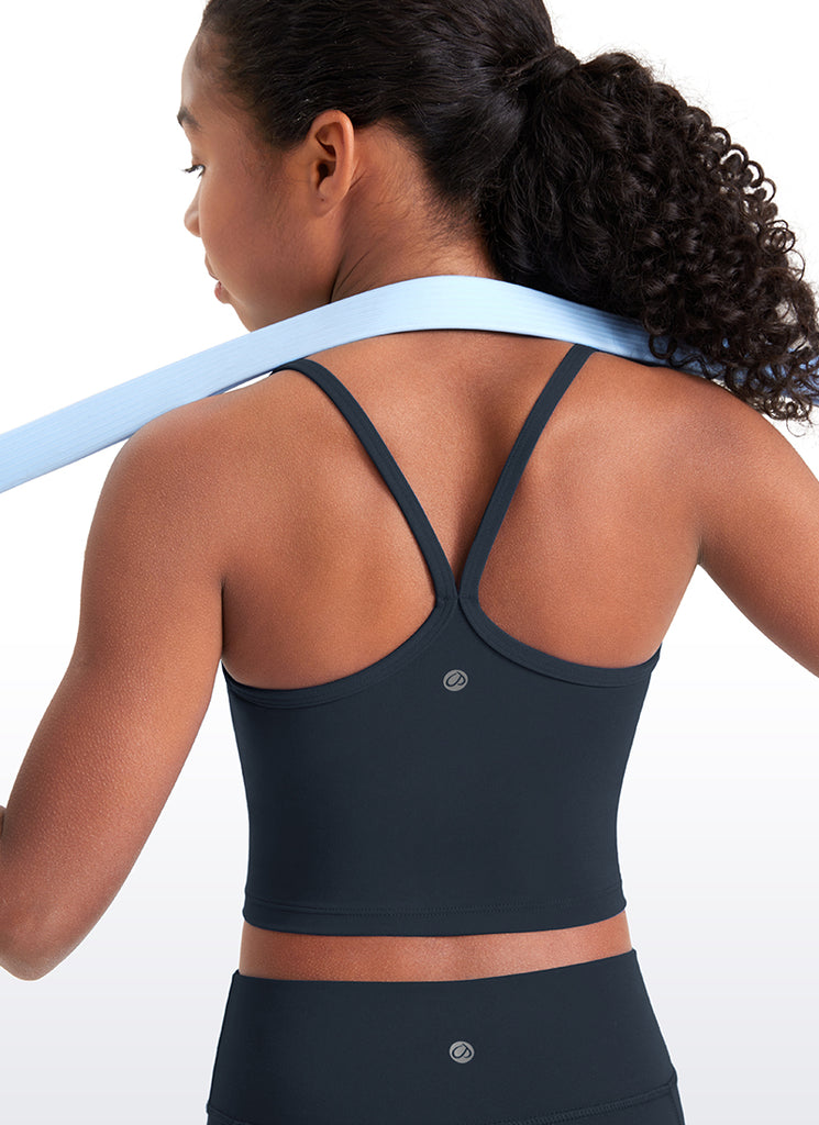 CRZ YOGA Girl's Active Sports Double Lined Y-Back Bra Teens Tank Tops Milk Pink