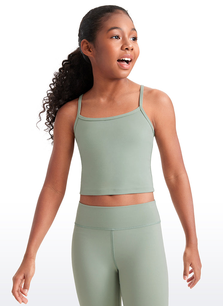 CRZ YOGA Girl's Active Sports Double Lined Y-Back Bra Teens Tank Tops Twilight Blue