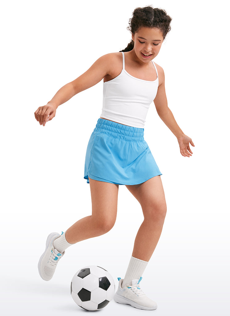 CRZ YOGA Girl's Feathery-Fit Soft High Rise 2 in 1 Shorts Zip Pocket High Visibility Yellow