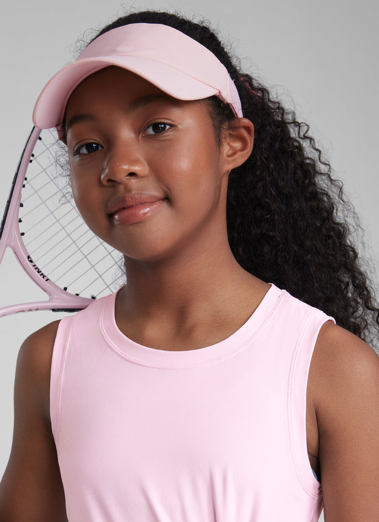 CRZ YOGA Girls Cloudweight Hip Length Crew Neck Sleeveless Tank Tops Pink Peony