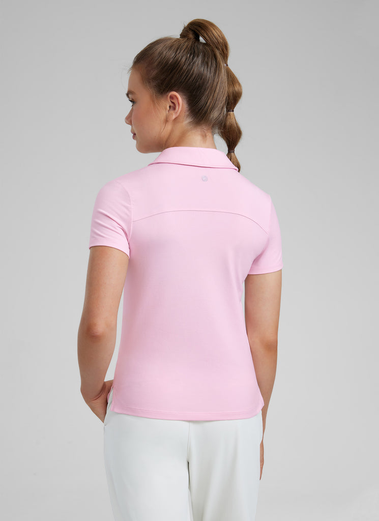 CRZ YOGA Girls Cloud Jersey Short Sleeve Polo Shirts Strawberry Pink