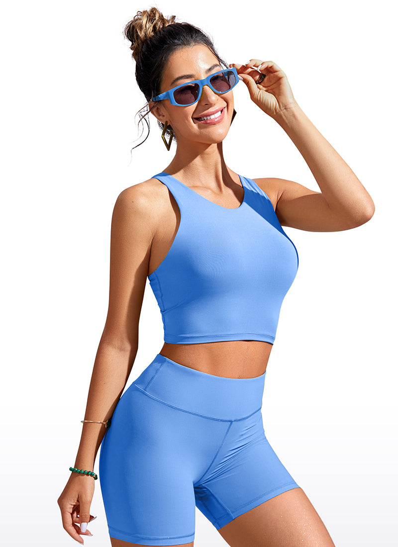 CRZ YOGA Women's Swimwear Tops Sunshine Bikini Top Racerback Hydra Blue