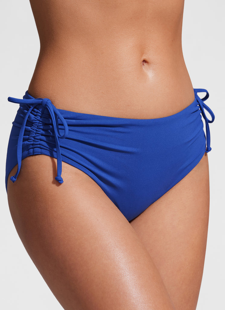 CRZ YOGA Women's Swimwear Sunshine Side Tie Adjustable Bikini Bottom Waves Blue