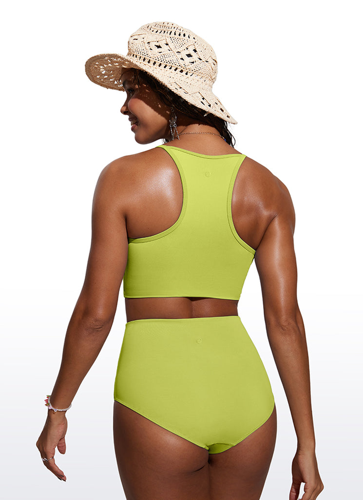 CRZ YOGA Women's Swimwear Tops Sunshine Bikini Top High Neck Primrose Yellow