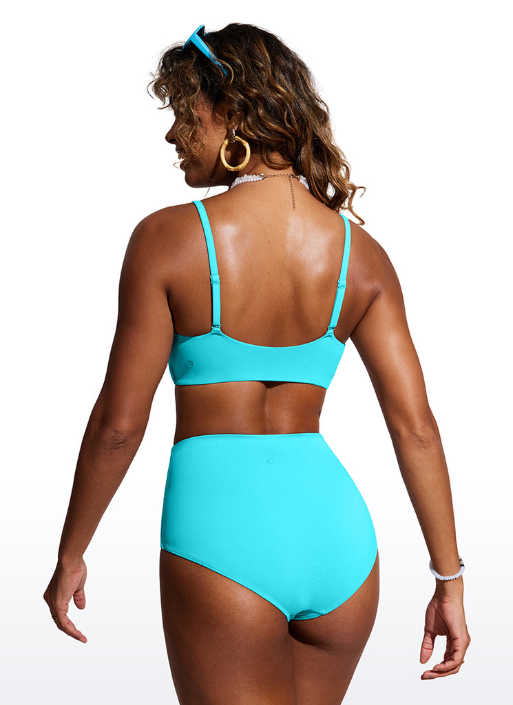 CRZ YOGA Women's Swimwear Tops Bikini Top Adjustable Strap Waves Blue