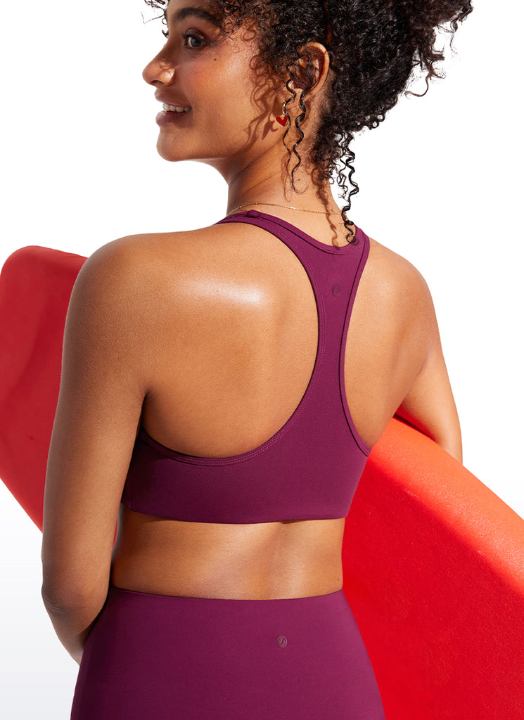 CRZ YOGA Women's Swimwear U Neck Bikini Tops Racerback White