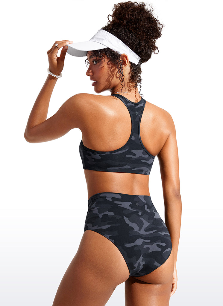 CRZ YOGA Women's Swimwear U Neck Bikini Tops Racerback White