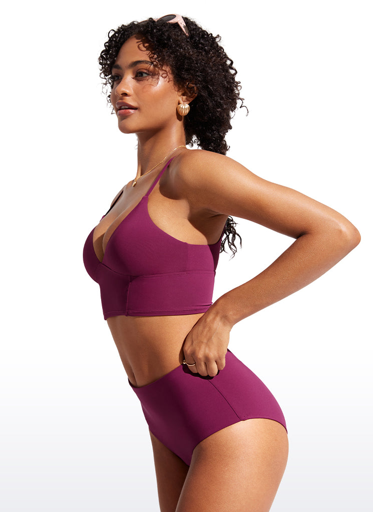 CRZ YOGA Women's Swimwear Tops Sunshine Deep V Strappy Bikini Top Insignia Blue