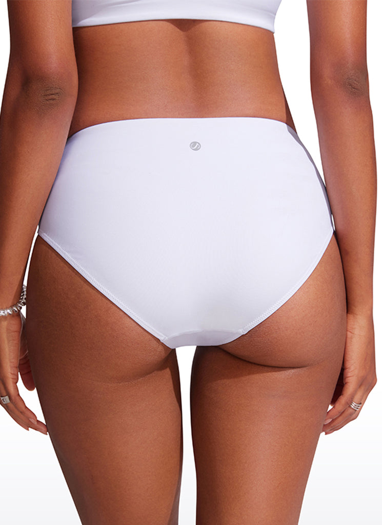 CRZ YOGA Women's Swimwear Bottoms Sunshine Bikini Bottoms Mid Rise White