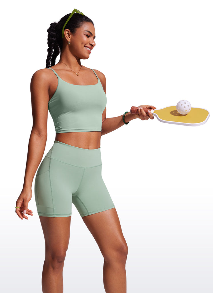 CRZ YOGA Women's Swim Board Shorts High Waisted Bathing Bottoms Waves Blue