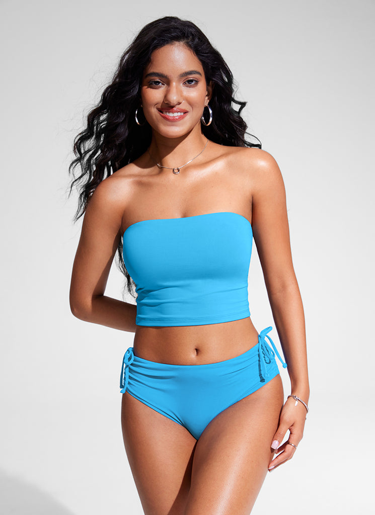 CRZ YOGA Womens Bandeau Bikini Tops Strapless Swimsuit White