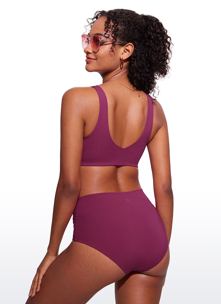 CRZ YOGA V Neck Bikini Padded Tops Swimsuit White