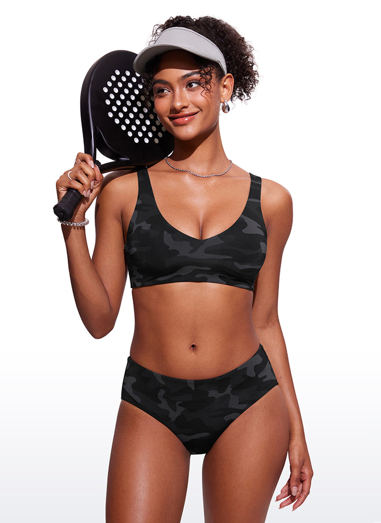 CRZ YOGA V Neck Bikini Padded Tops Swimsuit White