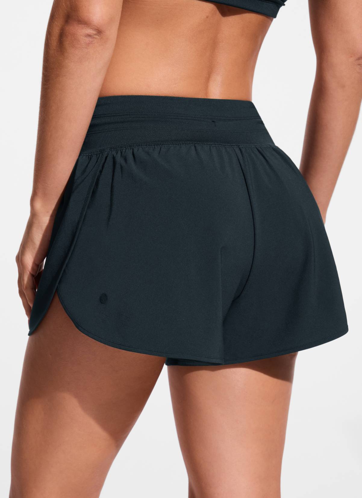 CRZ YOGA Women's Swimwear Feathery-Fit Split Dolphin Swim Shorts 2.5'' True Navy