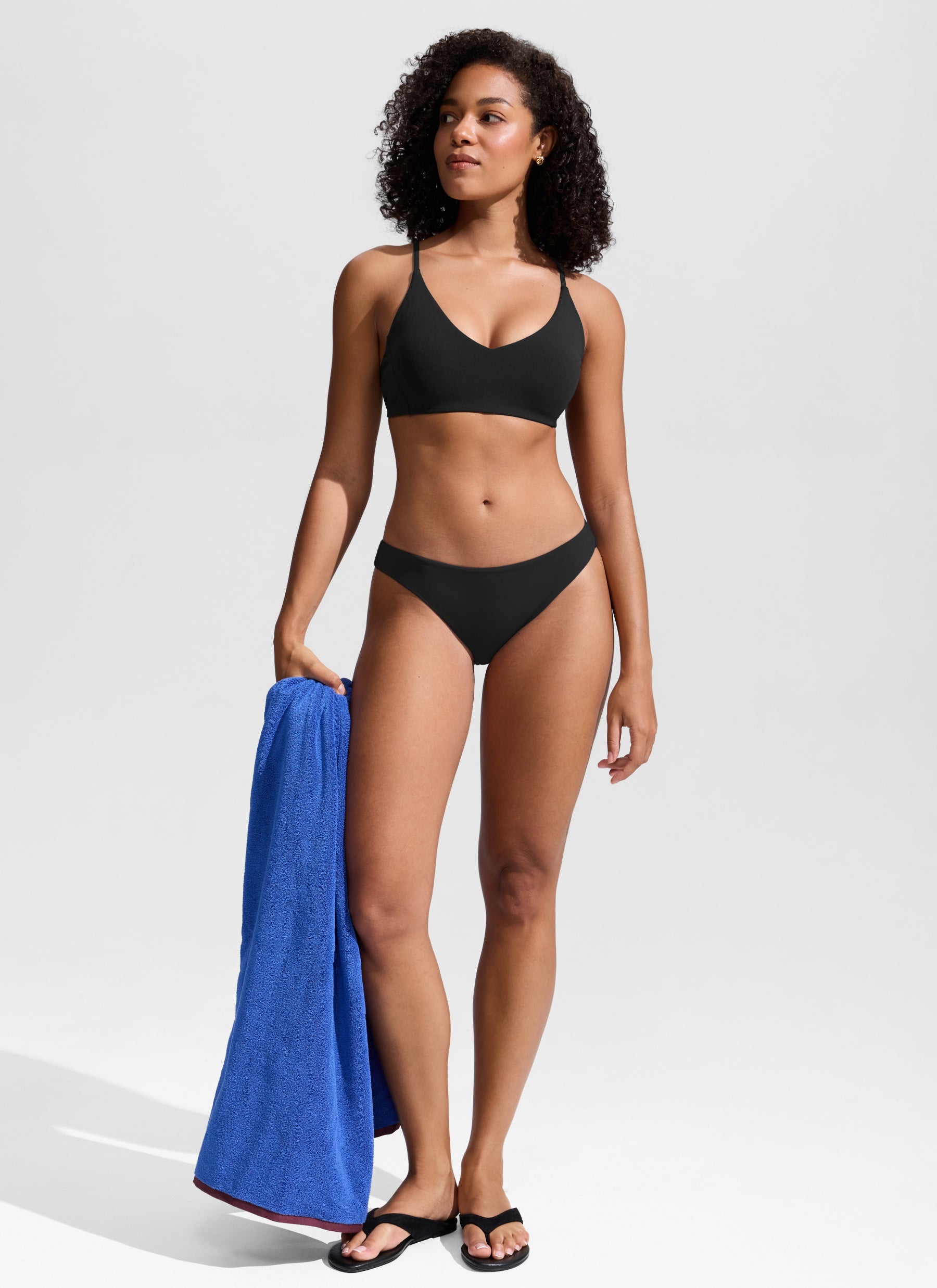 CRZ YOGA Women's Nexfeel Double Lined V Neck Non Padded Bikini Tops Black @model_info:F