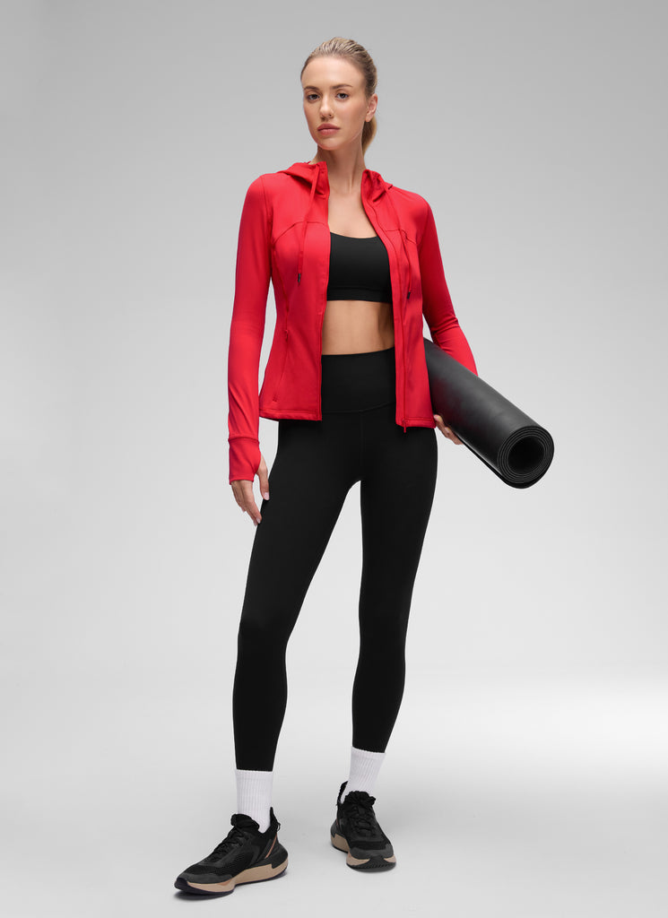 CRZ YOGA Women's Butterluxe Slim Fit Pocket Outerwear Full Zip Hoodies Granita Pink