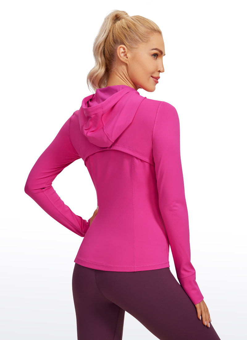 CRZ YOGA Women's Butterluxe Slim Fit Pocket Outerwear Full Zip Hoodies Hibiscus Purple