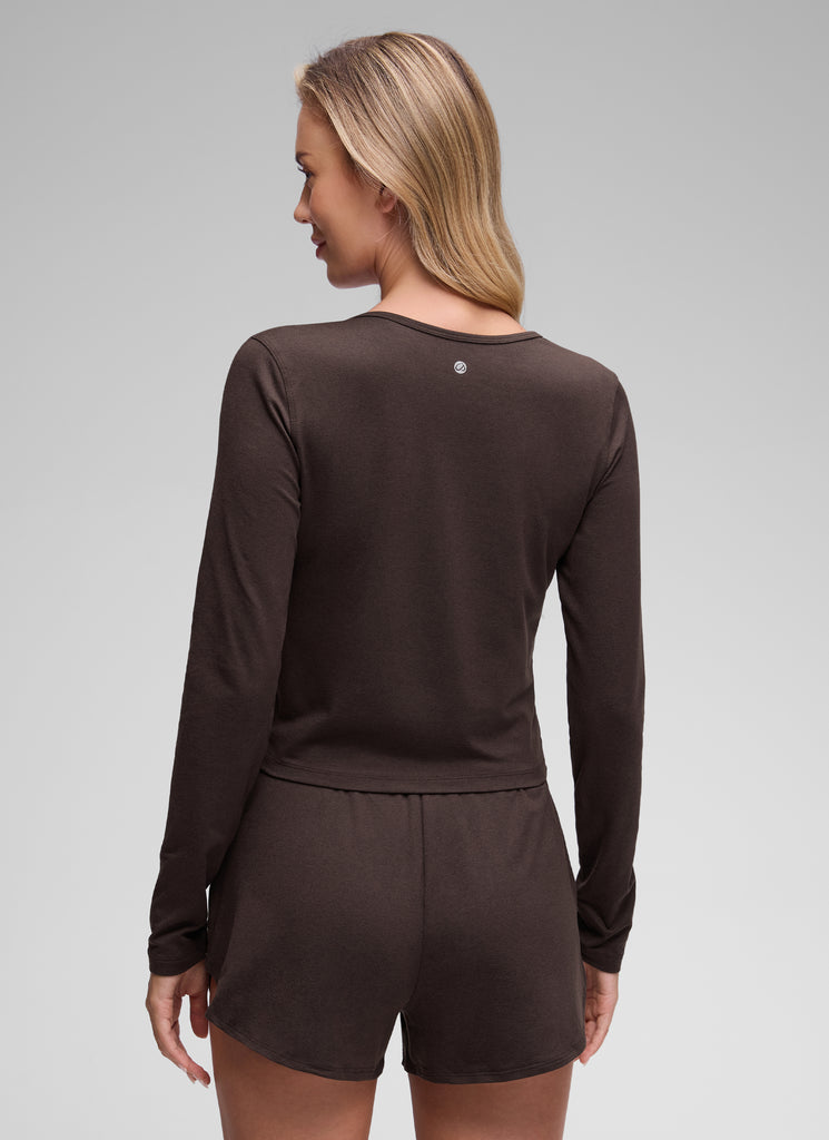 CRZ YOGA Women's Cloud Jersey Casual Button Down Waist Length Cardigan Grey Sage