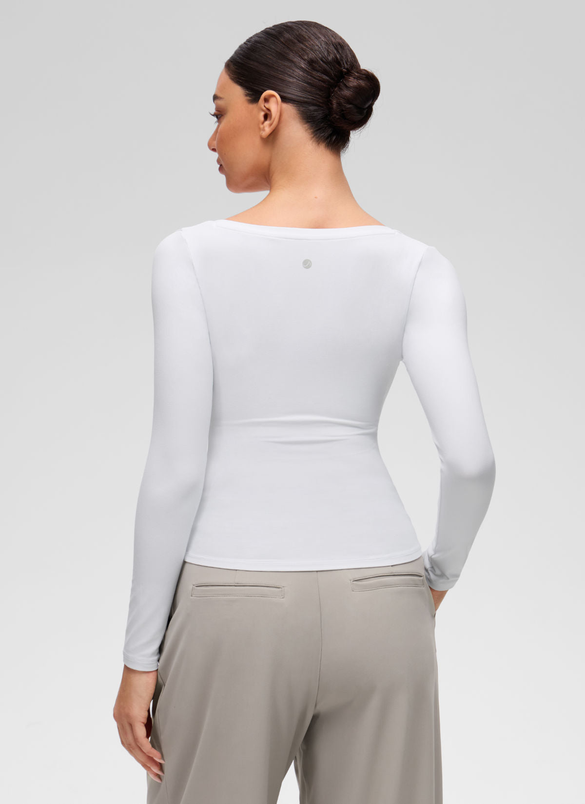 CRZ YOGA Women's Softembrace Casual V Neck Waist Length Long Sleeve White