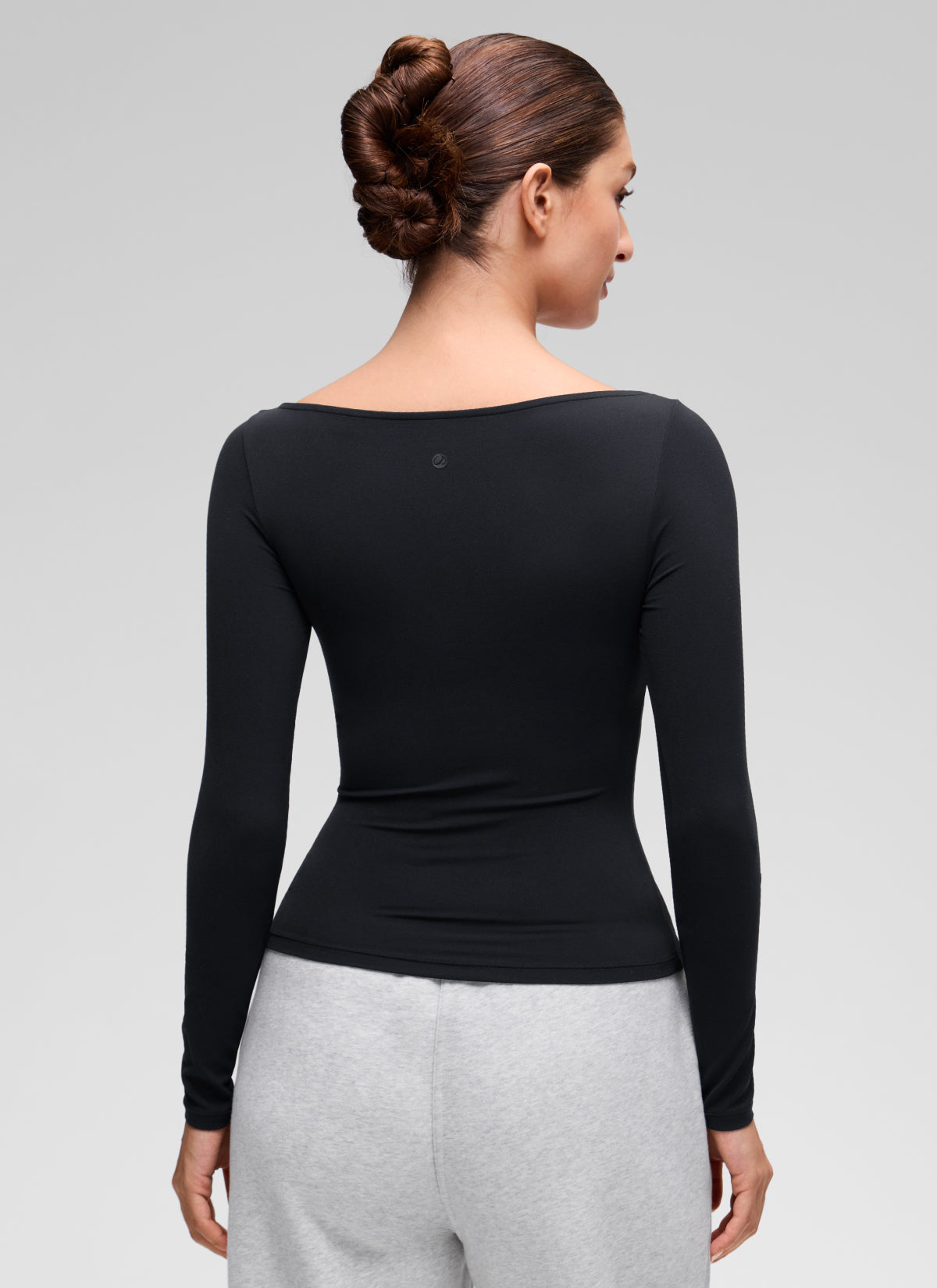 CRZ YOGA Women's Softembrace Casual Boat Neck Waist Length Long Sleeve Black