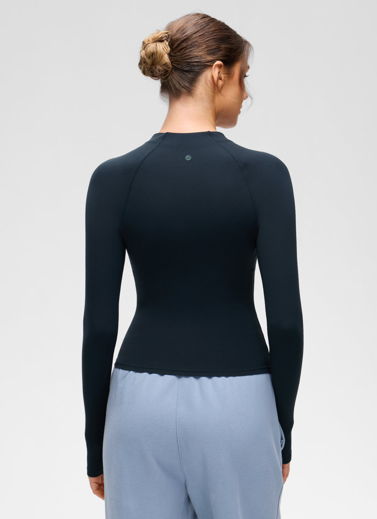CRZ YOGA Women's Softembrace Casual Half-Zip Waist Length Long Sleeve True Navy