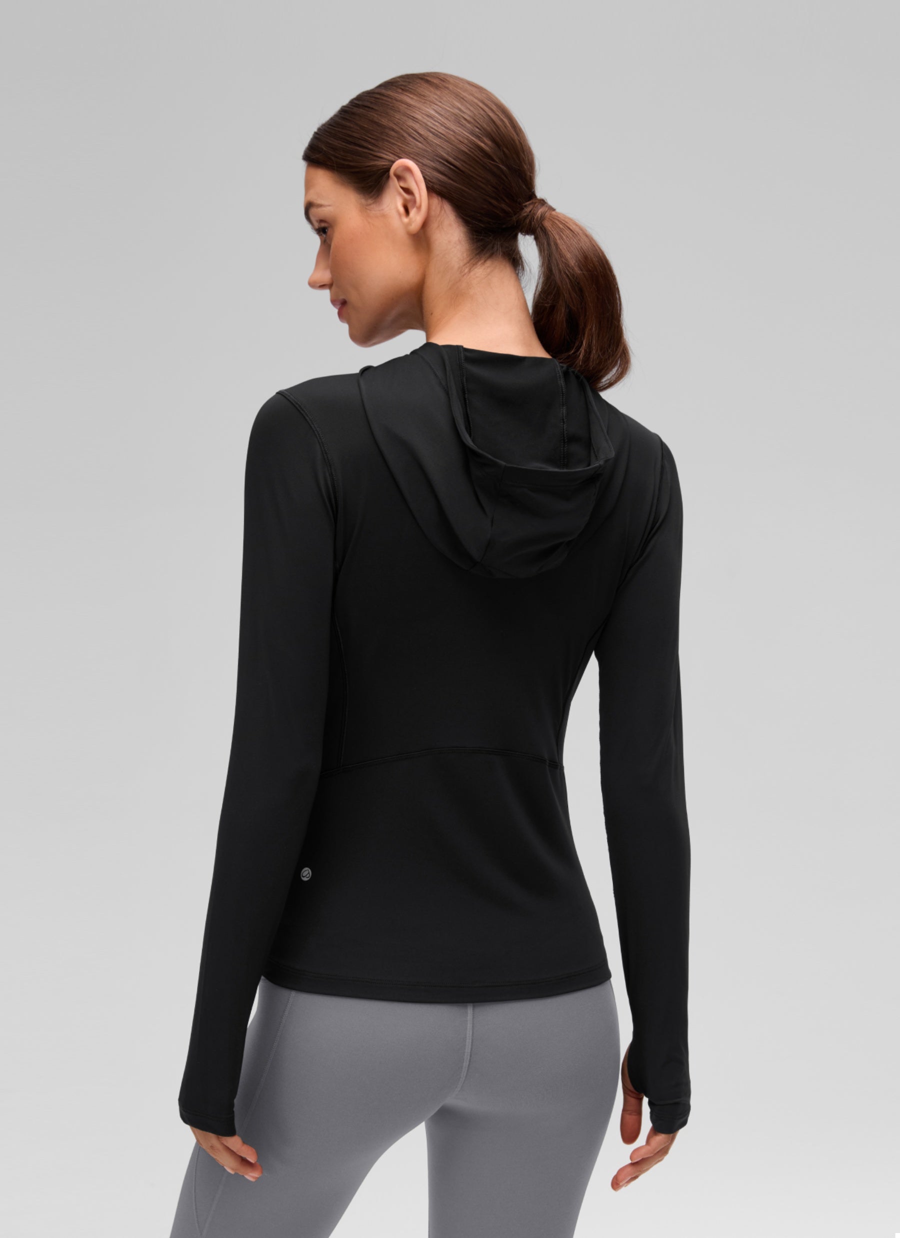 CRZ YOGA Women's UPF 50+ Long Sleeve Sun Hoodie Black @model_info:G