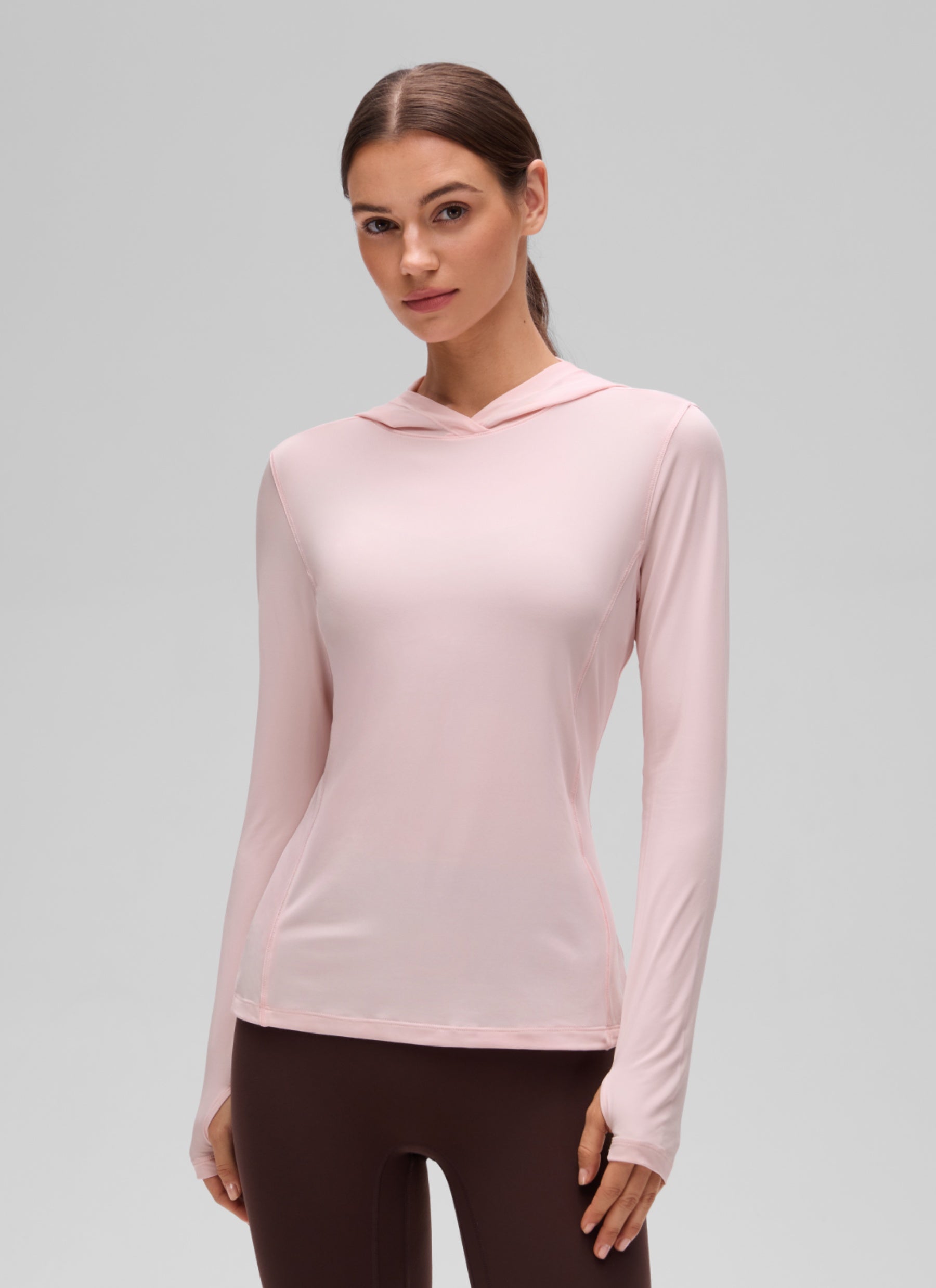 CRZ YOGA Women's UPF 50+ Long Sleeve Sun Hoodie Strawberry Pink @model_info:G