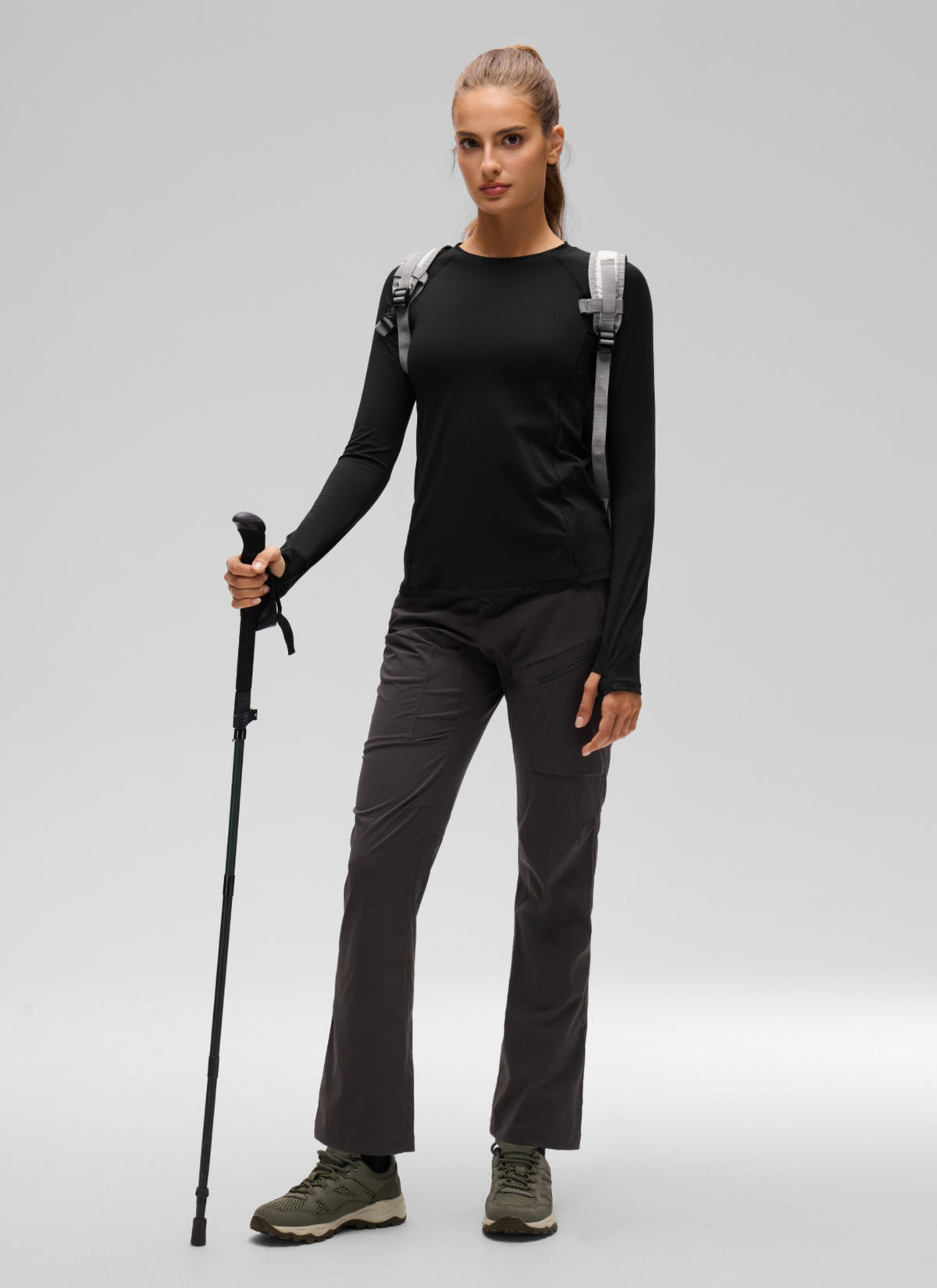 CRZ YOGA Women's Lightweight Sun Shirt Long Sleeve Tops UPF 50+ Black @model_info:T